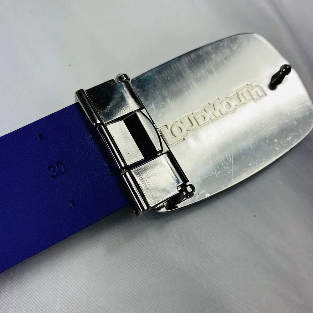 Loudmouth Golf Polished Purple Patent Leather Belt Mens Size 30 Logo Buckle